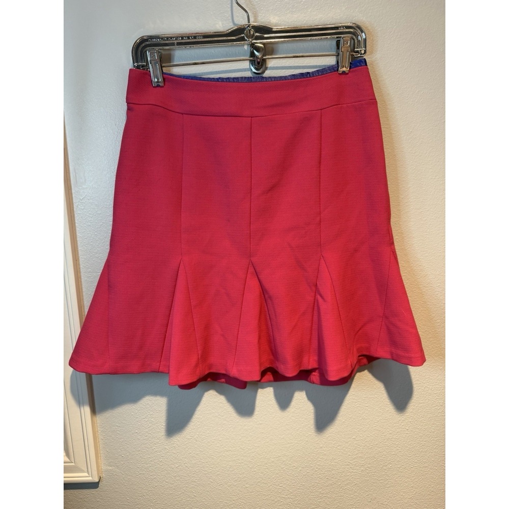 Banana Republic Pop Pink Twirl Fluted Suit Skirt 4 Lined c. 2013 Swirly Feminine
